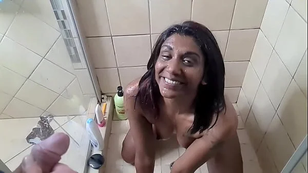 Indian girl white cock face piss in slow motion, POV